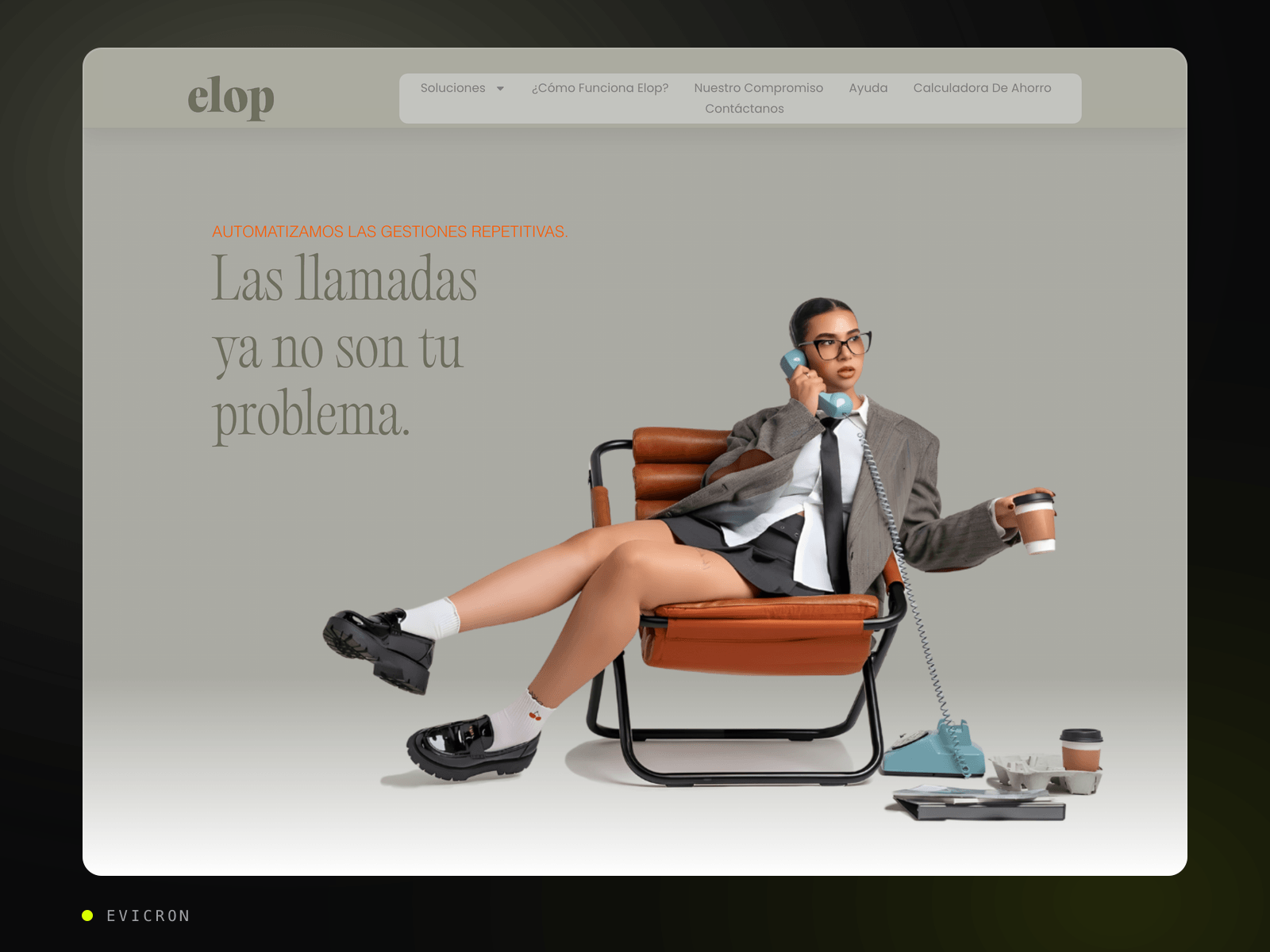 Interfaz de la plataforma Elop de agentes de voz con IA de Evicron